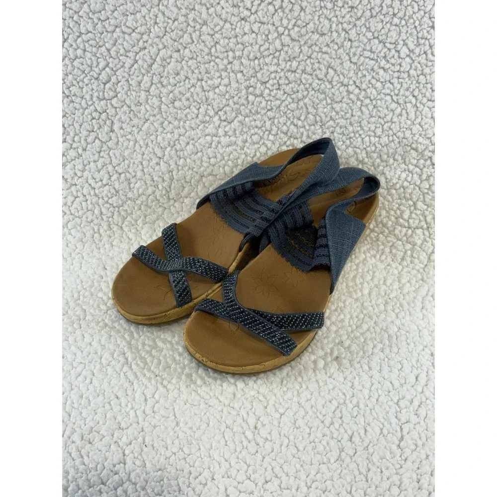 Skechers Cali Rumble On Night Sky Navy Wedge‎ Sandals 119200 Womens Size 9
